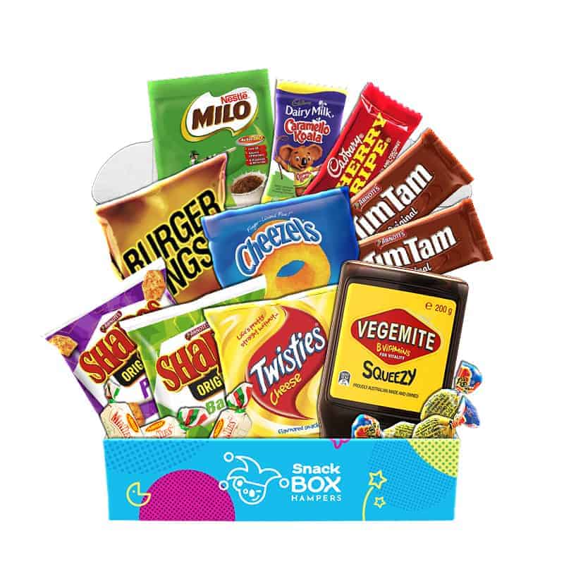 True Blue Australian Faves Snack Box Gift Hamper - Fun Size Snack Box ...