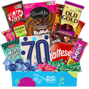 70th birthday assorted dark chocolate gift box hamper