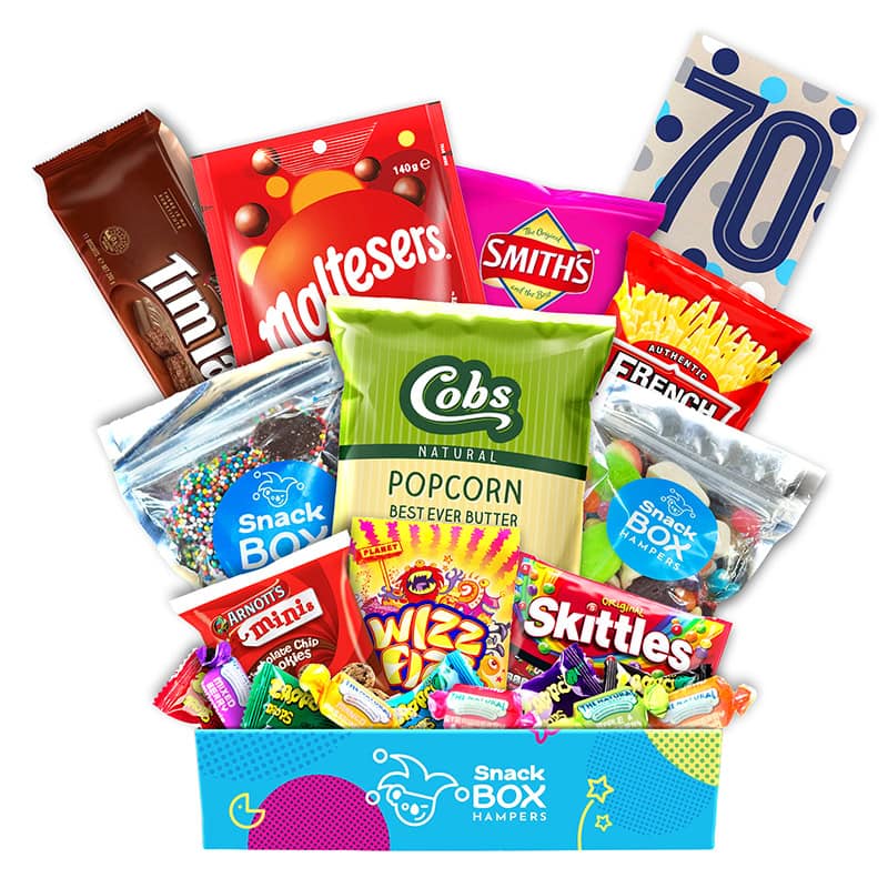 70th Birthday Movie Night Snack Box Hamper – Medium - Snack Box Hampers