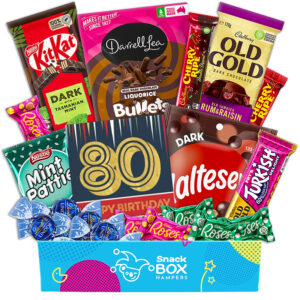 80th birthday assorted dark chocolate gift box hamper