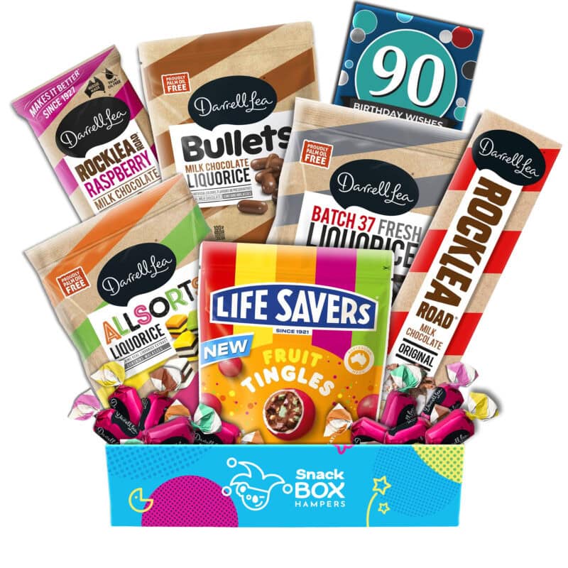 90th Birthday Darrell Lea Faves Chocolate Box Gift Hamper – Large
