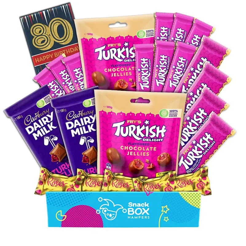 80th Birthday Cadbury Frys Turkish Delight Gift Box - Medium