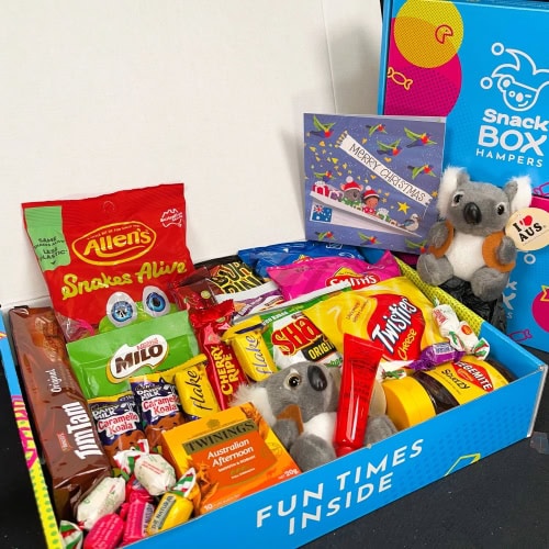 australian christmas food hamper for overseas with vegemite and tim tams