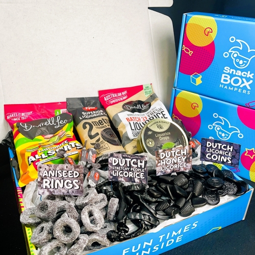 liquorice gift hampers filled with many varieties of liquorice