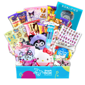 a gift hamper with hello kitty merchandise and chocolate for graduation