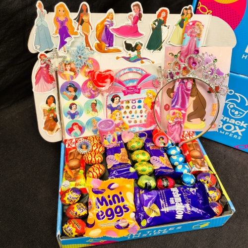 easter gift basket for children filled with easter eggs and toys
