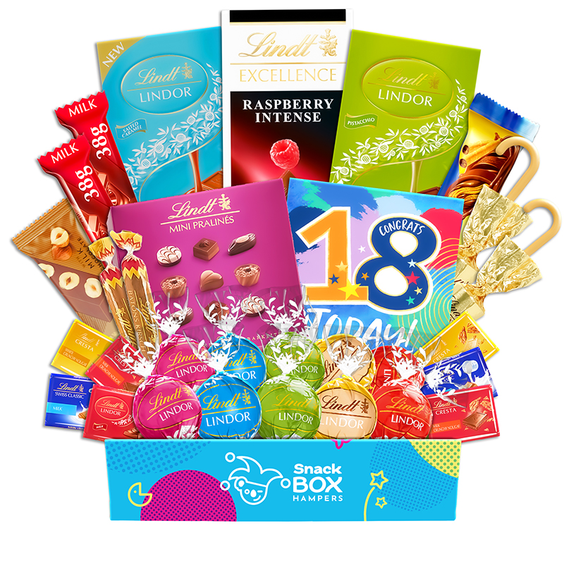 18th Birthday Lindt Premium Chocolate Gift Box Hamper - Medium - Snack ...