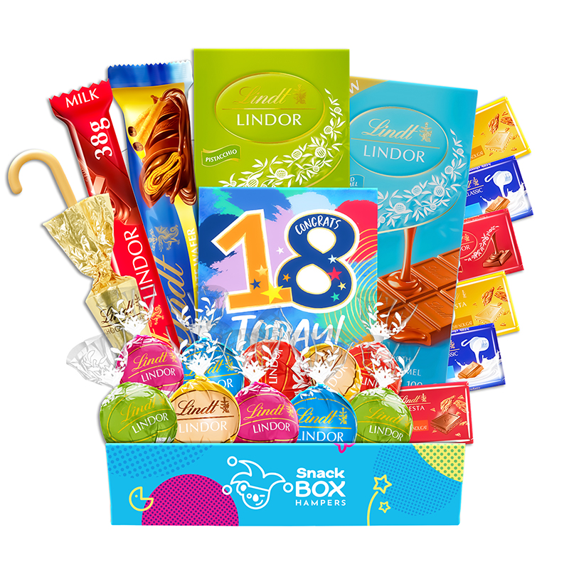 18th Birthday Lindt Premium Chocolate Gift Box Hamper - Small - Snack ...