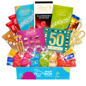 50th Birthday Lindt Premium Chocolate Gift Box Hamper – Medium