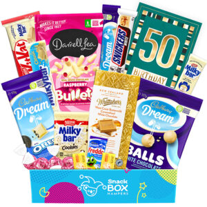 50th birthday white chocolate gift box hamper