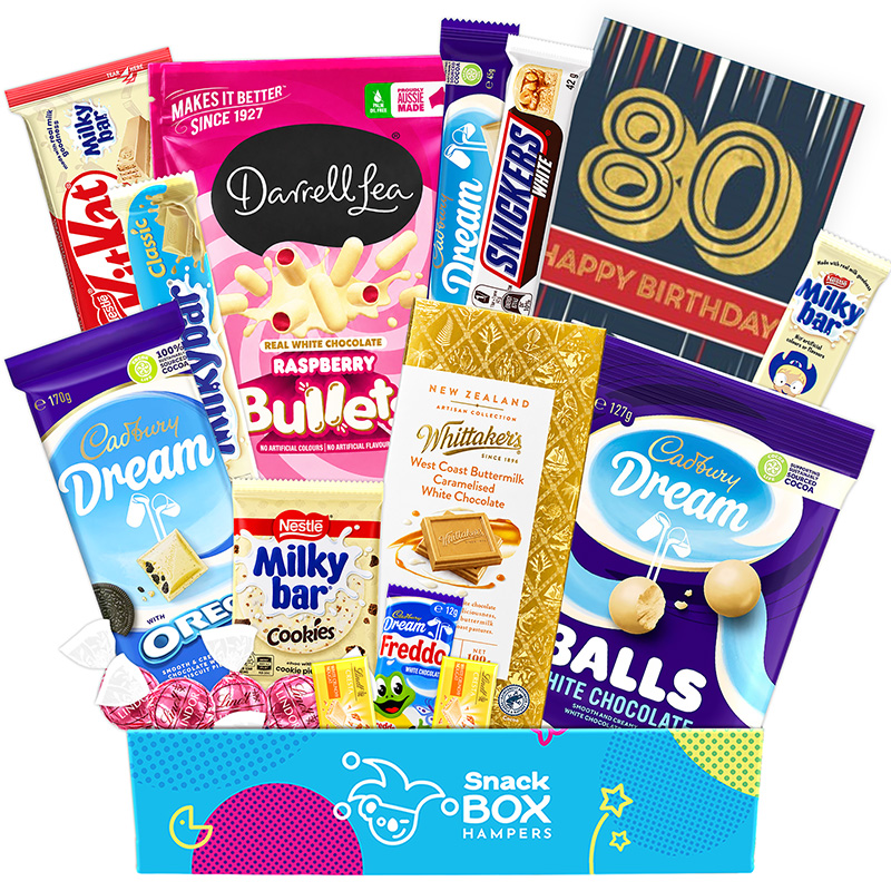 80th-birthday-white-chocolate-gift-box-hamper 80th birthday white chocolate gift box hamper