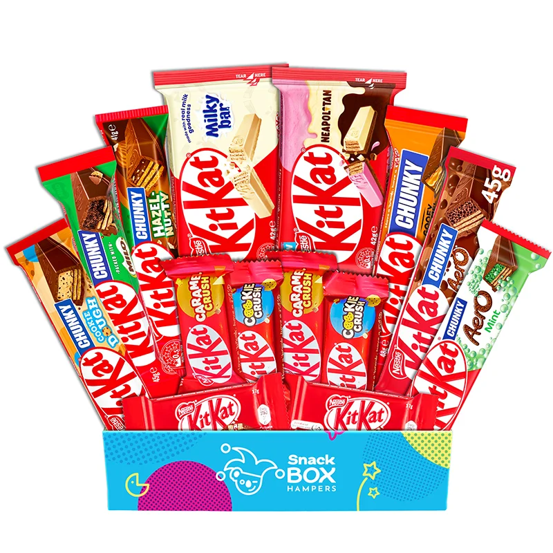 kitkat chocolate gift box hampers filled with a variety of kitkat flavours