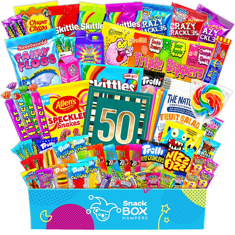 50th-birthday-gluten-free-lolly-gift-box-hamper-large 50th birthday gluten free lolly gift box hamper large