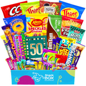 50th birthday gluten free snack gift box hamper large