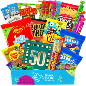 50th birthday vegan snack gift box hamper
