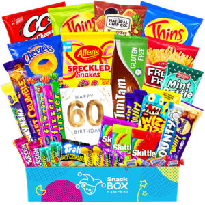 60th birthday gluten free snack gift box hamper large
