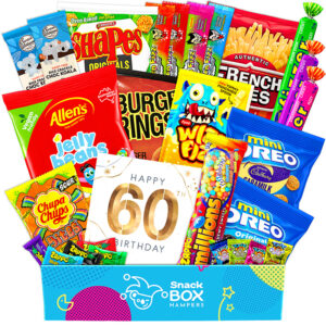 60th birthday vegan snack gift box hamper