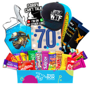 70th Birthday Fishing Lovers Chocolate Box Gift Basket