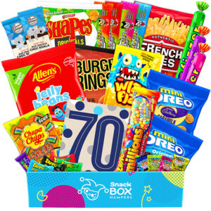 70th birthday vegan snack gift box hamper