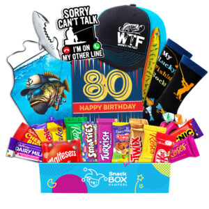 80th Birthday Fishing Lovers Chocolate Box Gift Basket