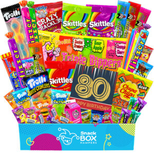 80th birthday gluten free lolly gift box hamper small
