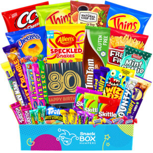 80th birthday gluten free snack gift box hamper large