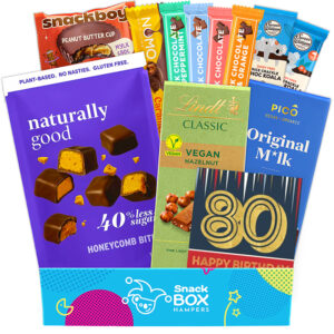 80th birthday vegan chocolate gift box hamper