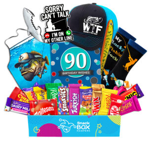 90th Birthday Fishing Lovers Chocolate Box Gift Basket