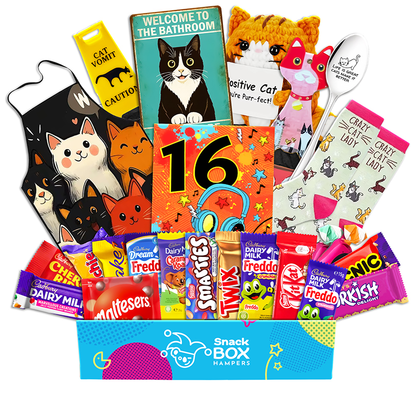 16th Birthday Cat Lovers Chocolate Box Gift Basket