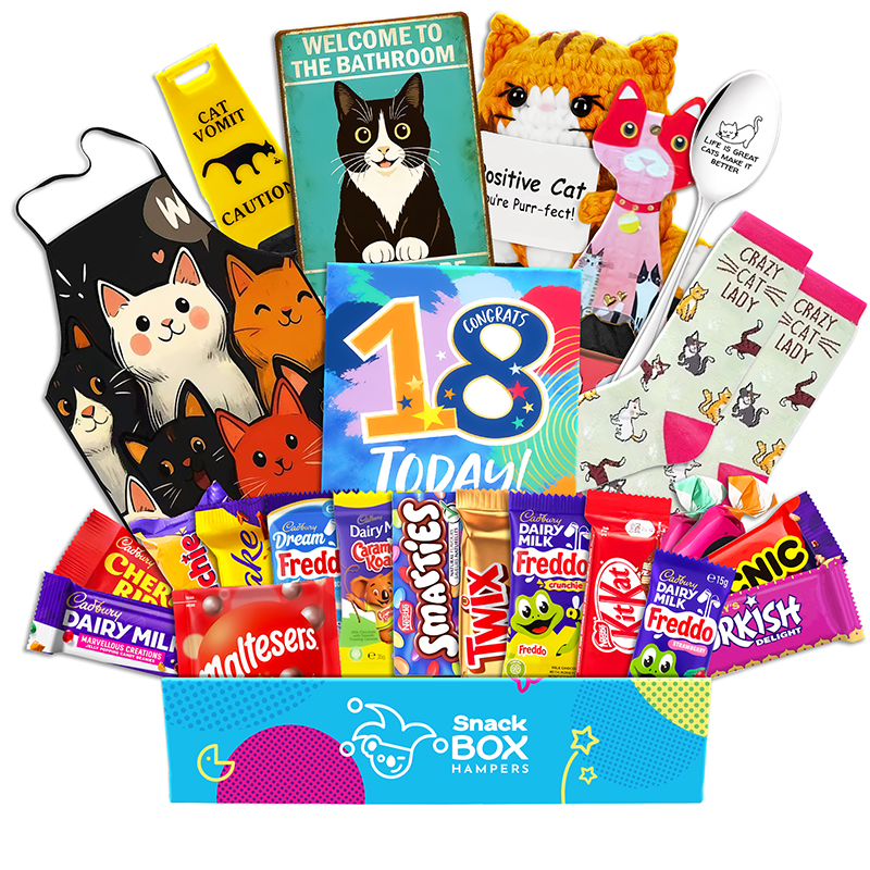 18th Birthday Cat Lovers Chocolate Box Gift Basket