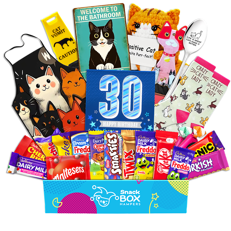 30th Birthday Cat Lovers Chocolate Box Gift Basket