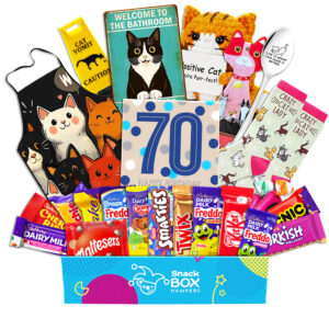 70th Birthday Cat Lovers Chocolate Box Gift Basket