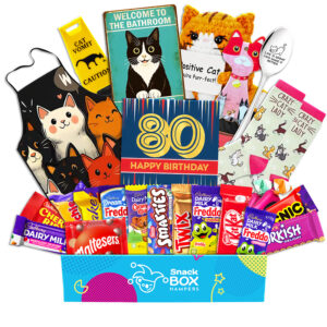 80th Birthday Cat Lovers Chocolate Box Gift Basket