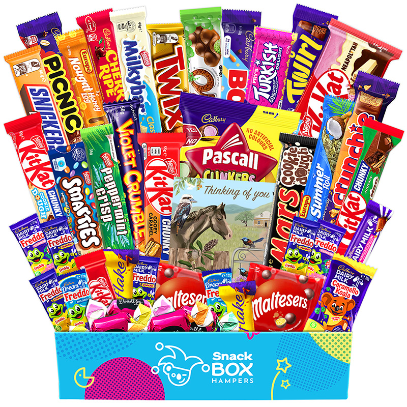 symapthy gift basket hamper filled with chocolate